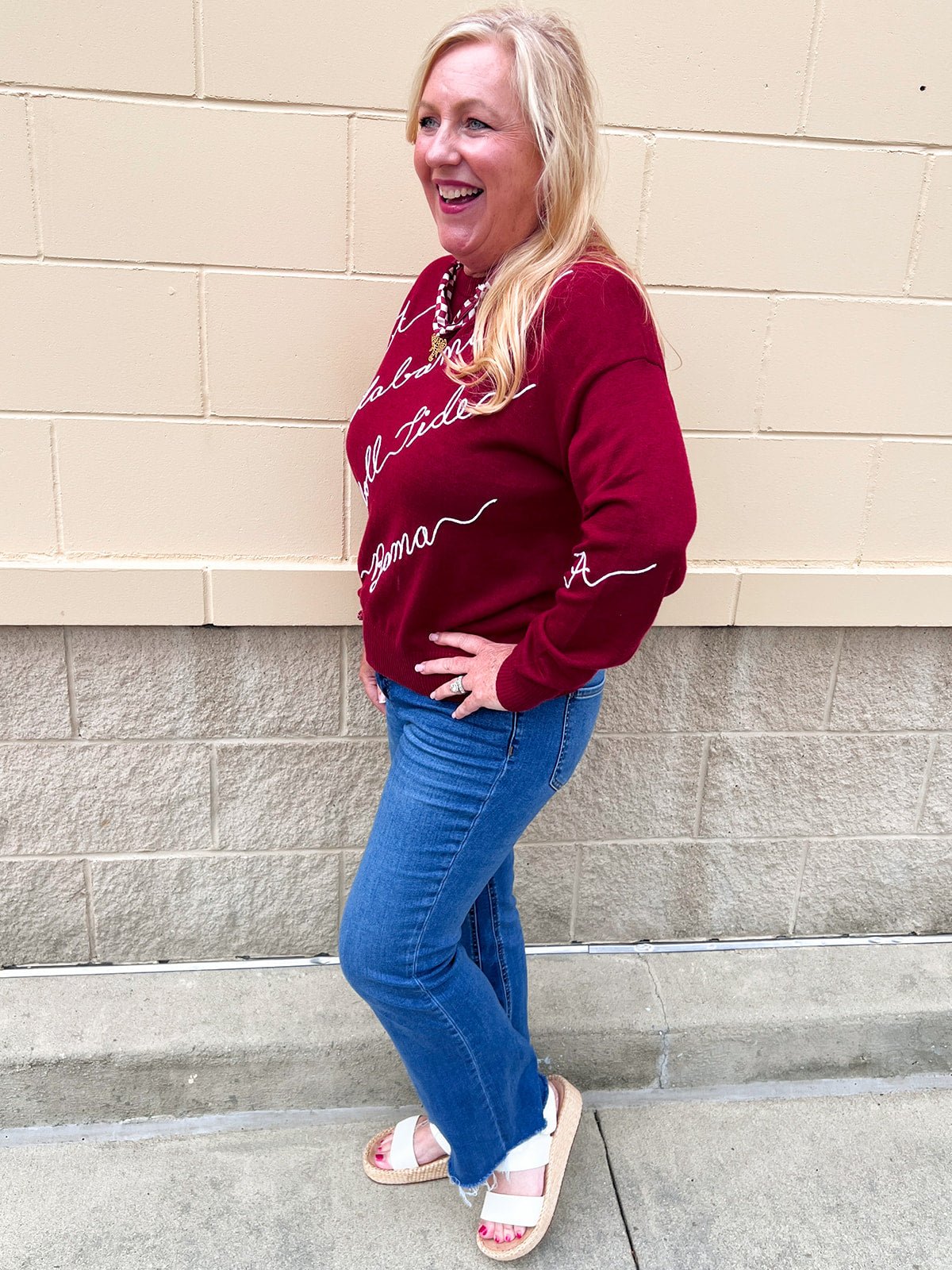 The Crimson Tide Script Sweater - The Pink Pineapple 850