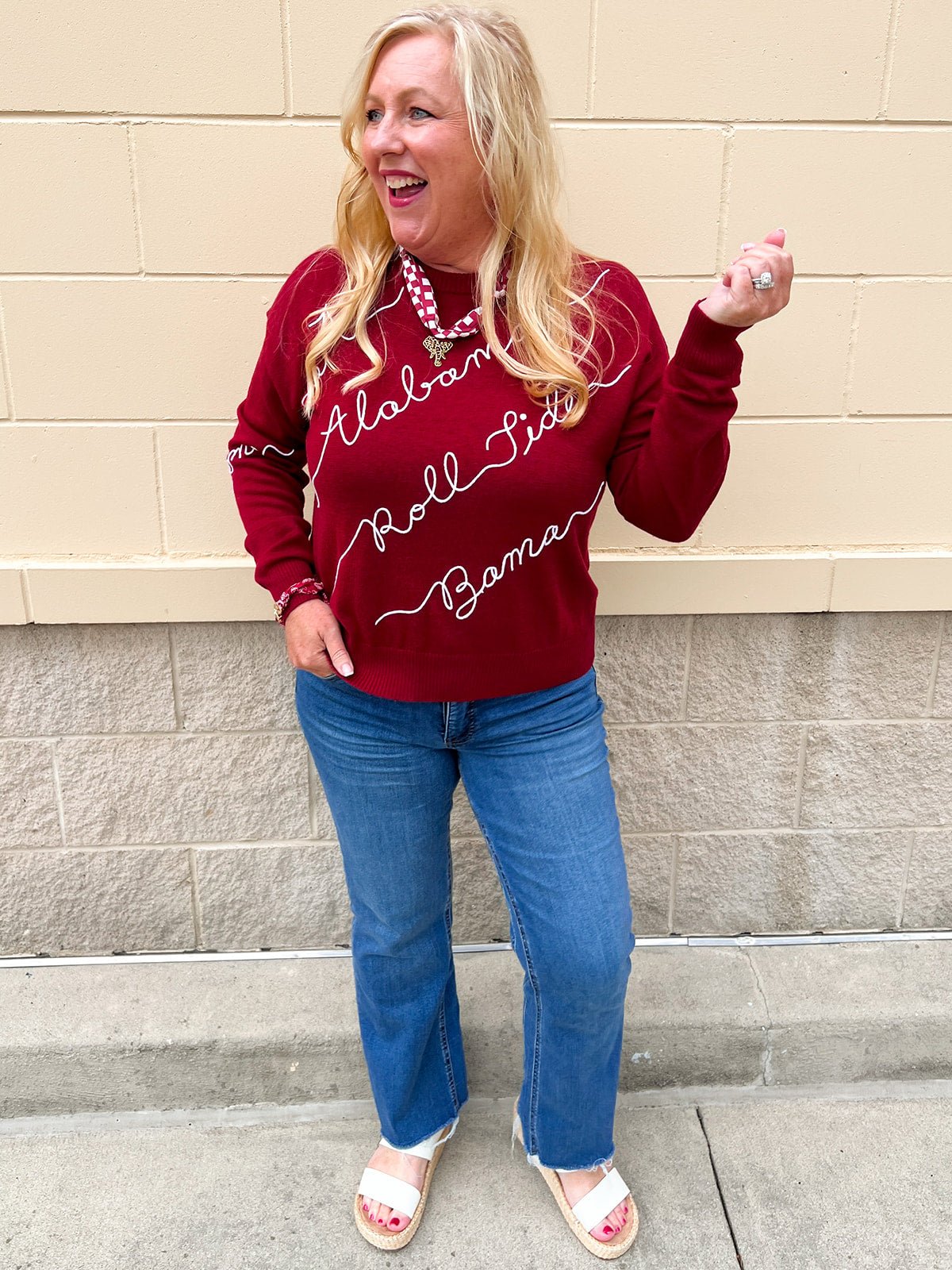 The Crimson Tide Script Sweater - The Pink Pineapple 850