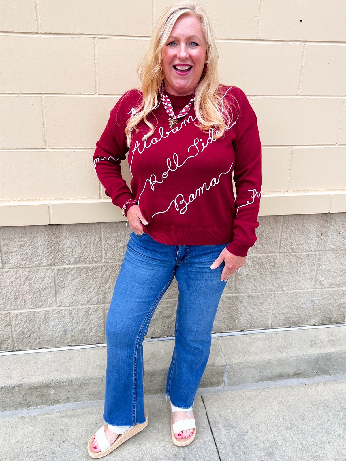 The Crimson Tide Script Sweater - The Pink Pineapple 850