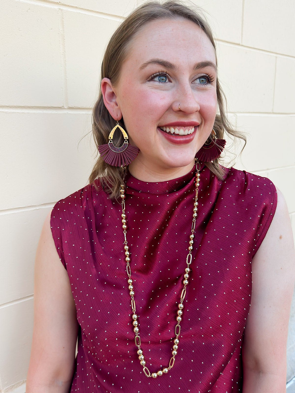 The Emily Garnet Fringe Earrings - The Pink Pineapple 850