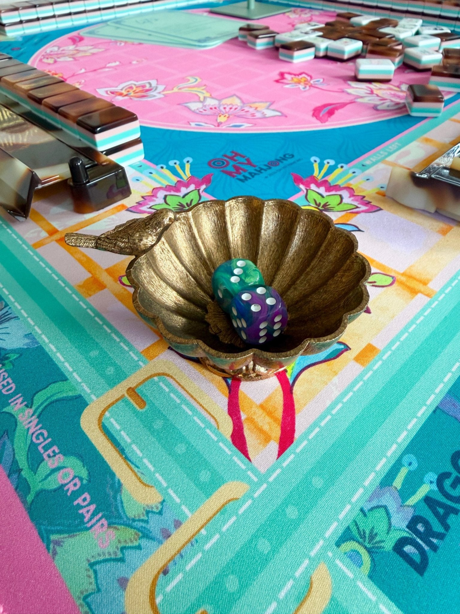 The Garden Song Cast Iron Mahjong Dice Dish - The Pink Pineapple 850