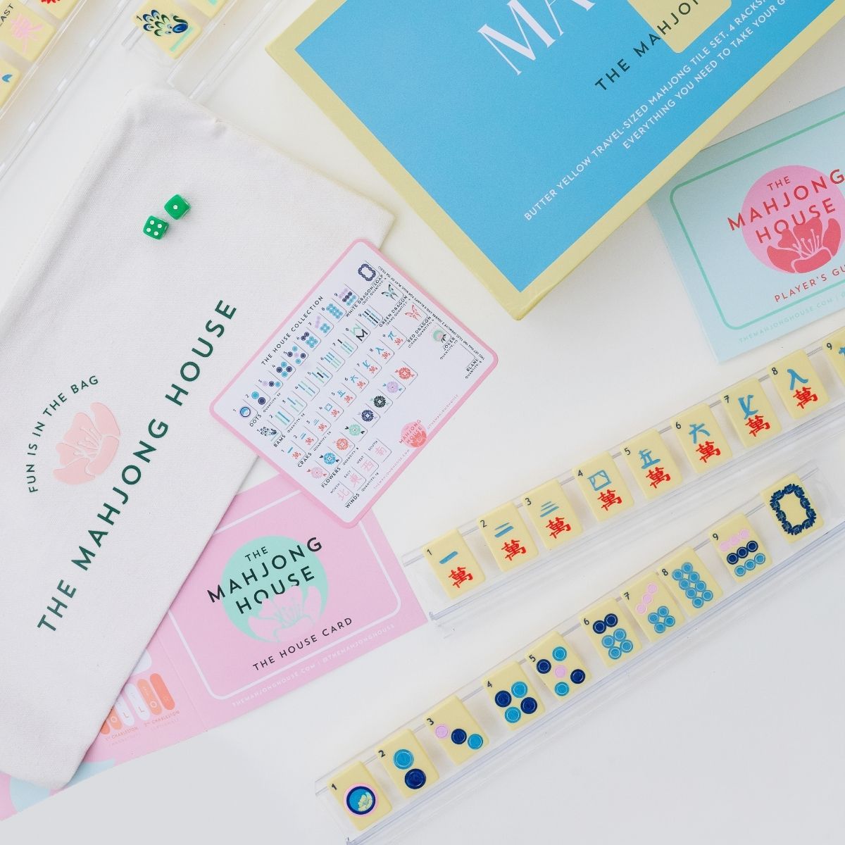 [The Mahjong House] Butter Yellow Travel Mahjong Set - The Pink Pineapple 850