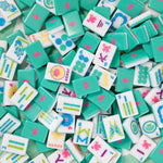 [The Mahjong House] The Brights! Teal House Tiles - The Pink Pineapple 850