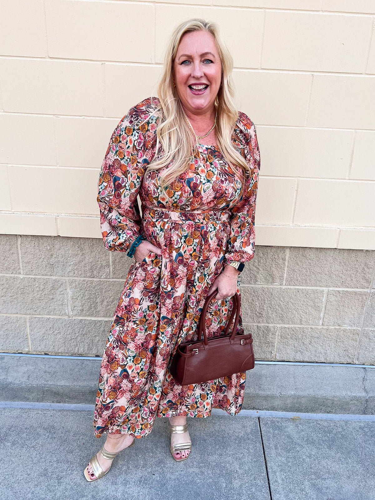 The Marigold Haven Floral Midi Dress - The Pink Pineapple 850