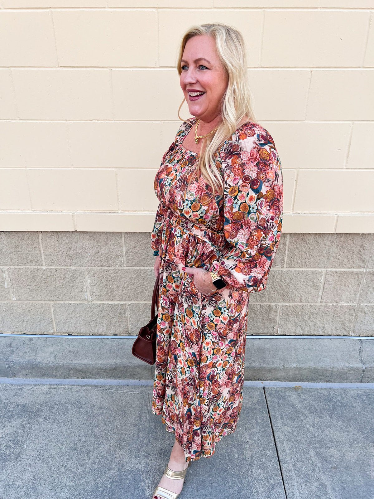 The Marigold Haven Floral Midi Dress - The Pink Pineapple 850