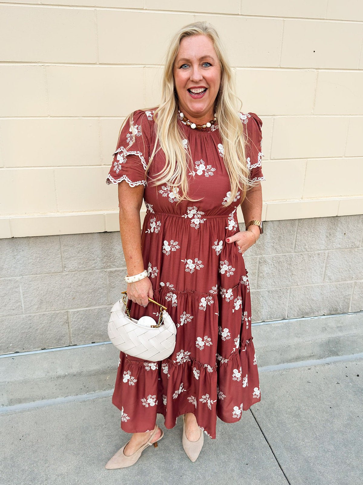 The Meadow Grace Embroidered Midi Dress - The Pink Pineapple 850