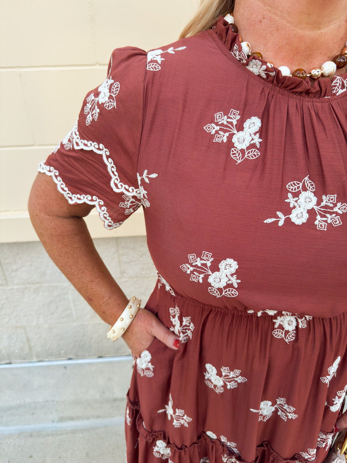 The Meadow Grace Embroidered Midi Dress - The Pink Pineapple 850