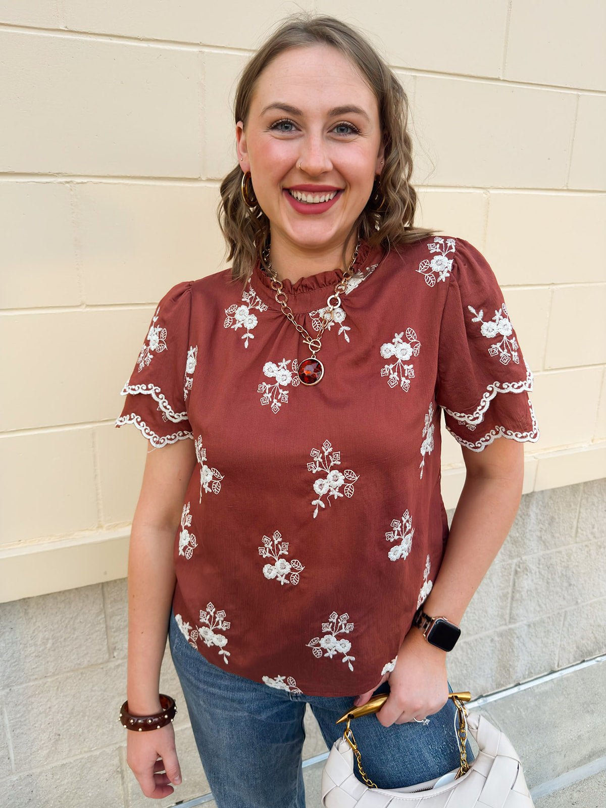 The Meadow Grace Embroidered Top - The Pink Pineapple 850