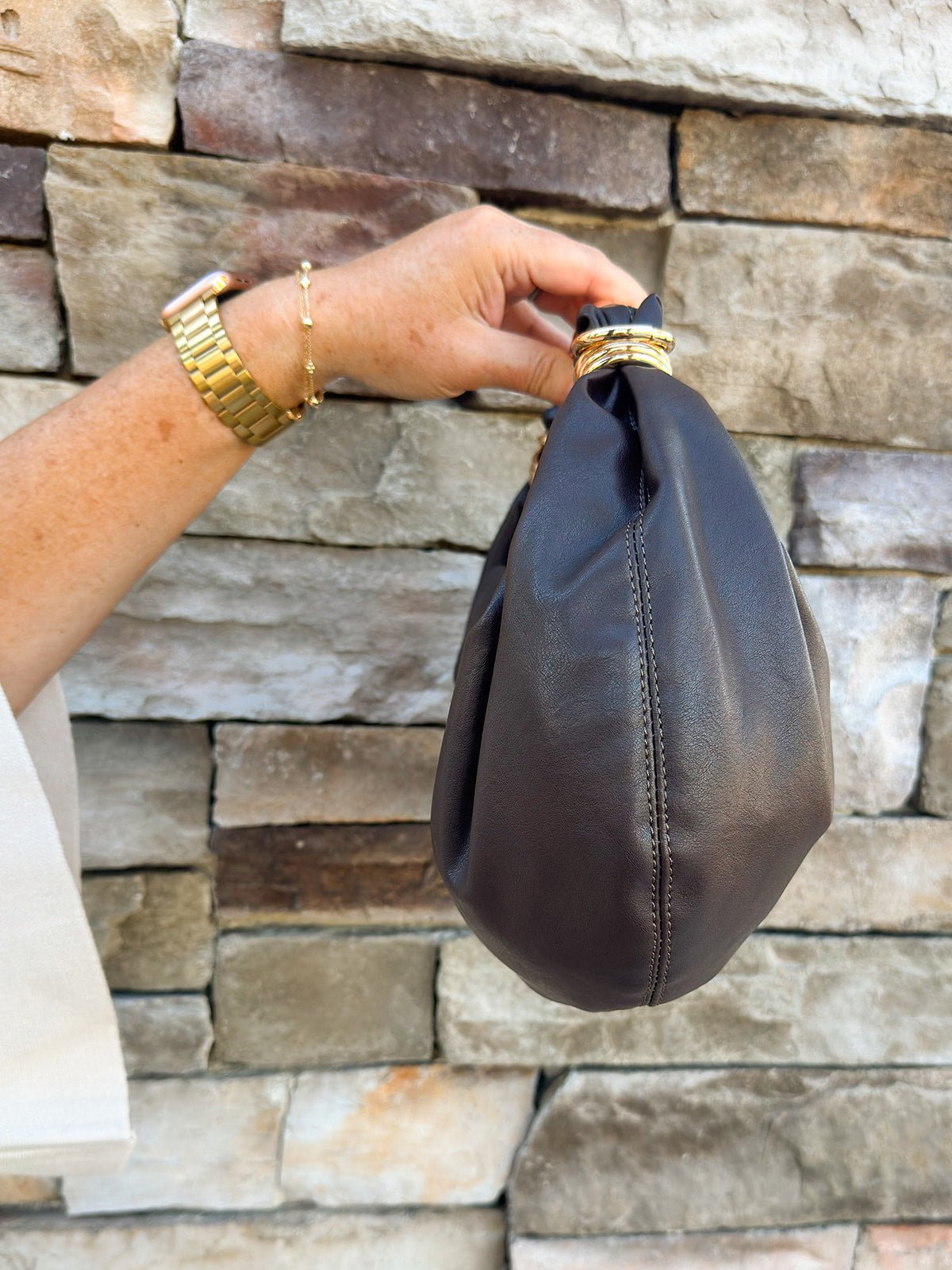 The Mocha Luxe Asymmetrical Handbag - The Pink Pineapple 850