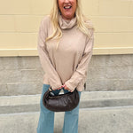 The Mocha Luxe Asymmetrical Handbag - The Pink Pineapple 850