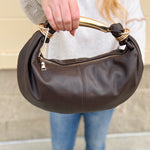 The Mocha Luxe Asymmetrical Handbag - The Pink Pineapple 850