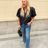 The Noir Muse Puff Sleeve Blouse - The Pink Pineapple 850