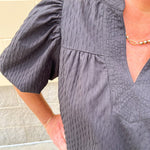 The Noir Muse Puff Sleeve Blouse - The Pink Pineapple 850