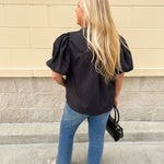 The Noir Muse Puff Sleeve Blouse - The Pink Pineapple 850