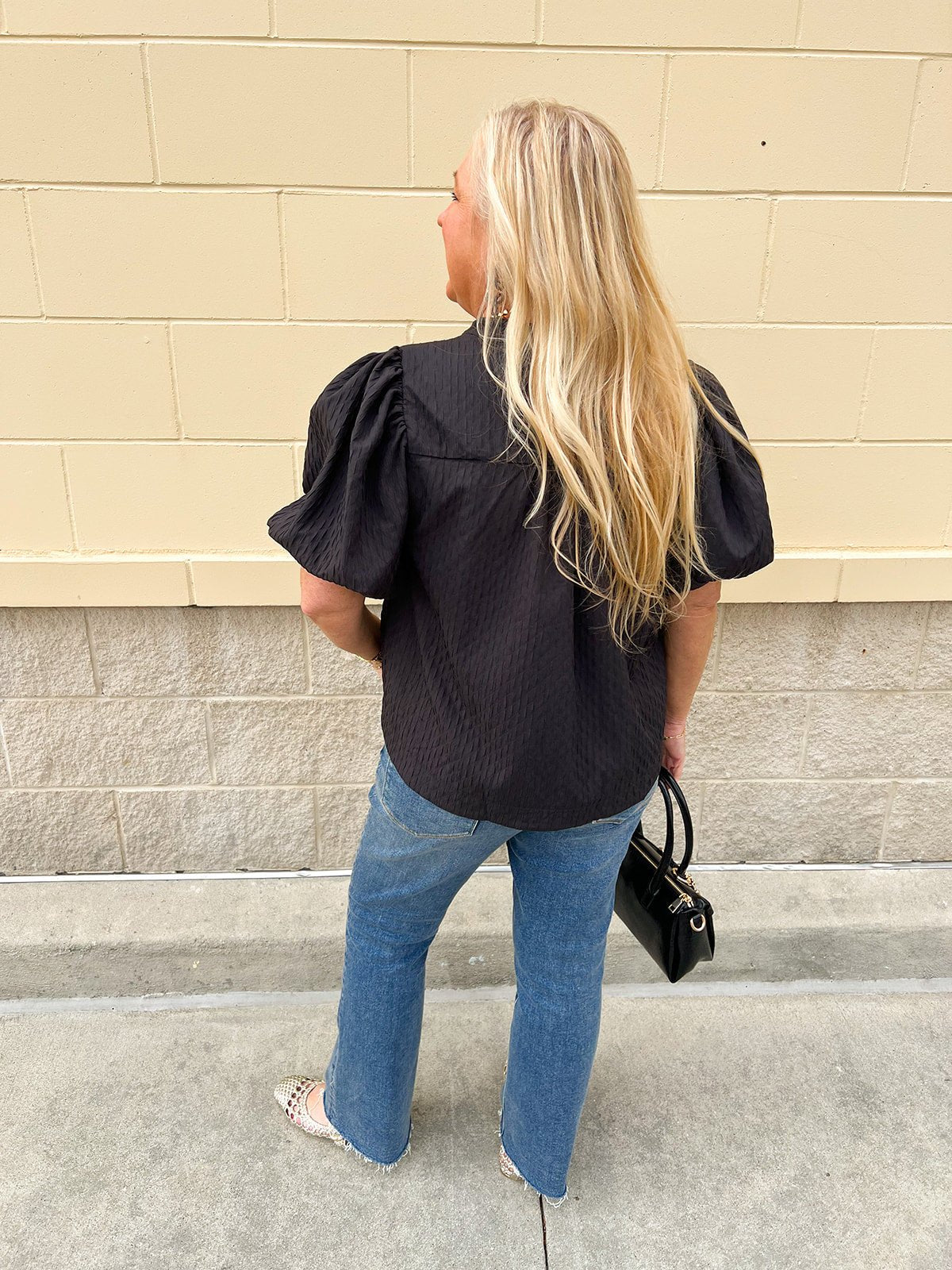 The Noir Muse Puff Sleeve Blouse - The Pink Pineapple 850