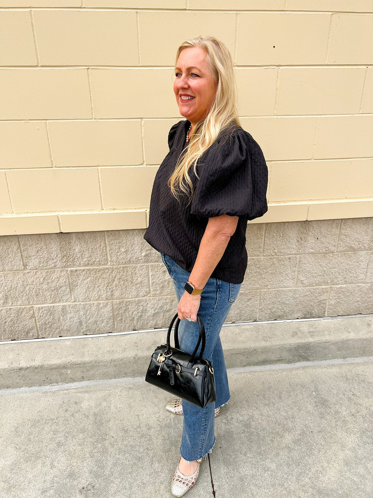 The Noir Muse Puff Sleeve Blouse - The Pink Pineapple 850