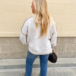 The Oatmeal Outline Textured Sweater Top - The Pink Pineapple 850