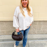 The Oatmeal Outline Textured Sweater Top - The Pink Pineapple 850