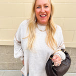 The Oatmeal Outline Textured Sweater Top - The Pink Pineapple 850