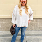 The Oatmeal Outline Textured Sweater Top - The Pink Pineapple 850