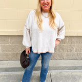 The Oatmeal Outline Textured Sweater Top - The Pink Pineapple 850