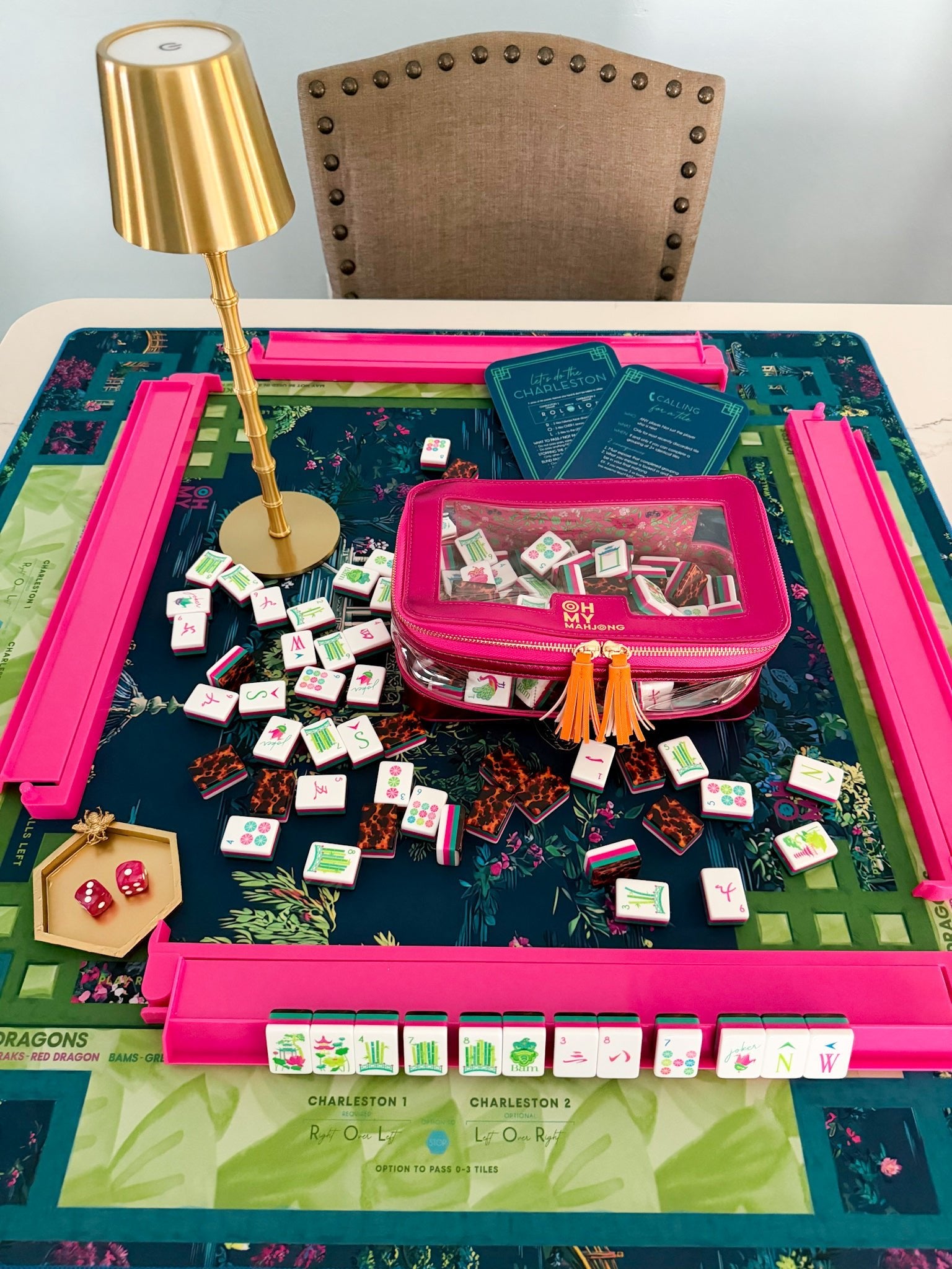 [The Pink Pineapple] Glow Wild Elysium Luxury Mahjong Tile Set Tablescape - The Pink Pineapple 850