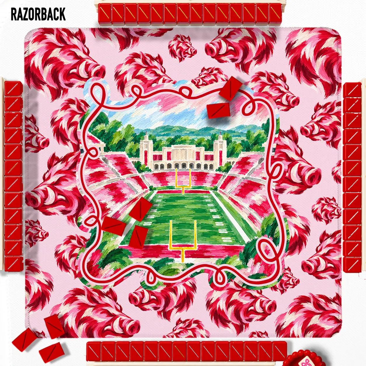 The Razorback Club Mahjong Mat - The Pink Pineapple 850
