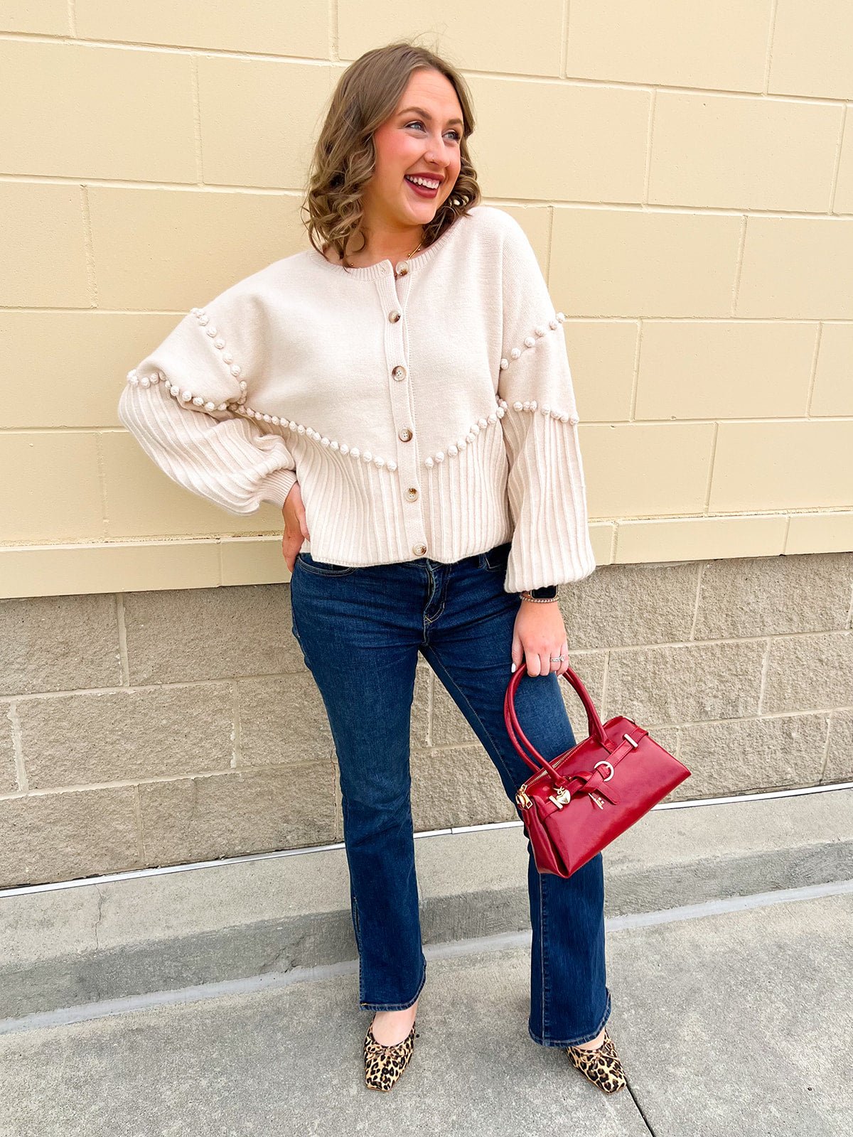 The Vanilla Textured Charm Cardigan - The Pink Pineapple 850