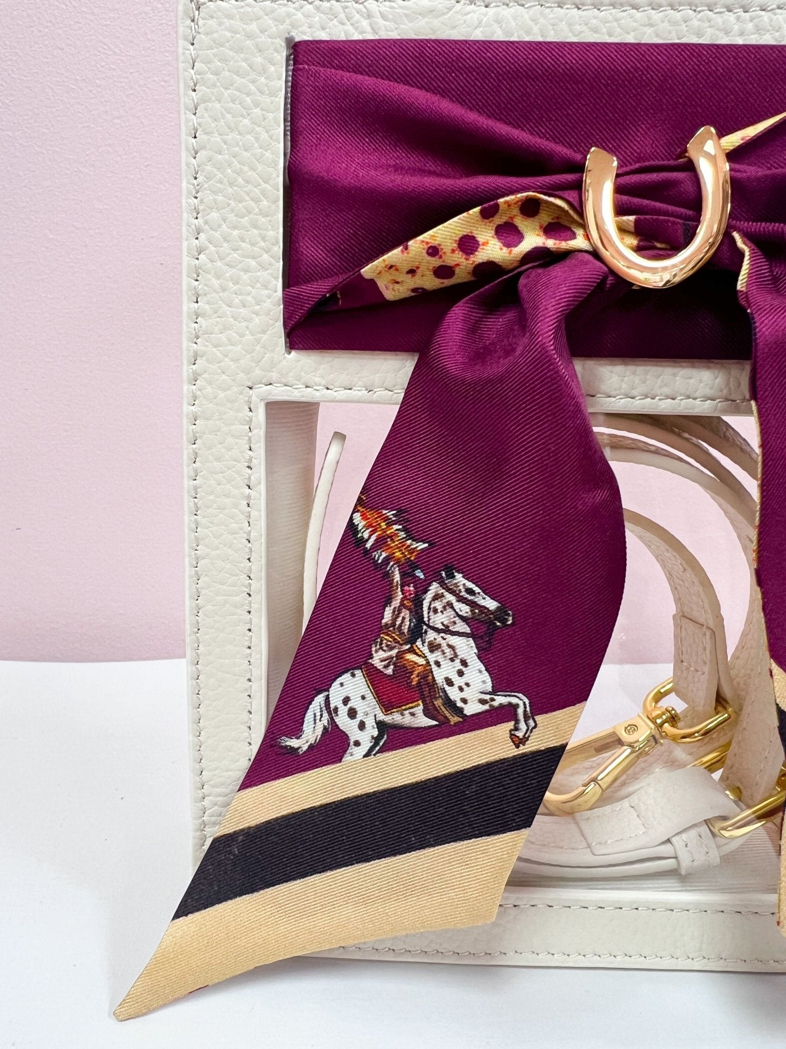 The Victory Lane Leather Clear Crossbody in Cream - The Pink Pineapple 850