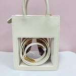 The Victory Lane Leather Clear Crossbody in Cream - The Pink Pineapple 850