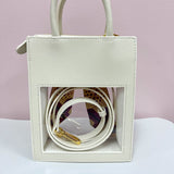 The Victory Lane Leather Clear Crossbody in Cream - The Pink Pineapple 850
