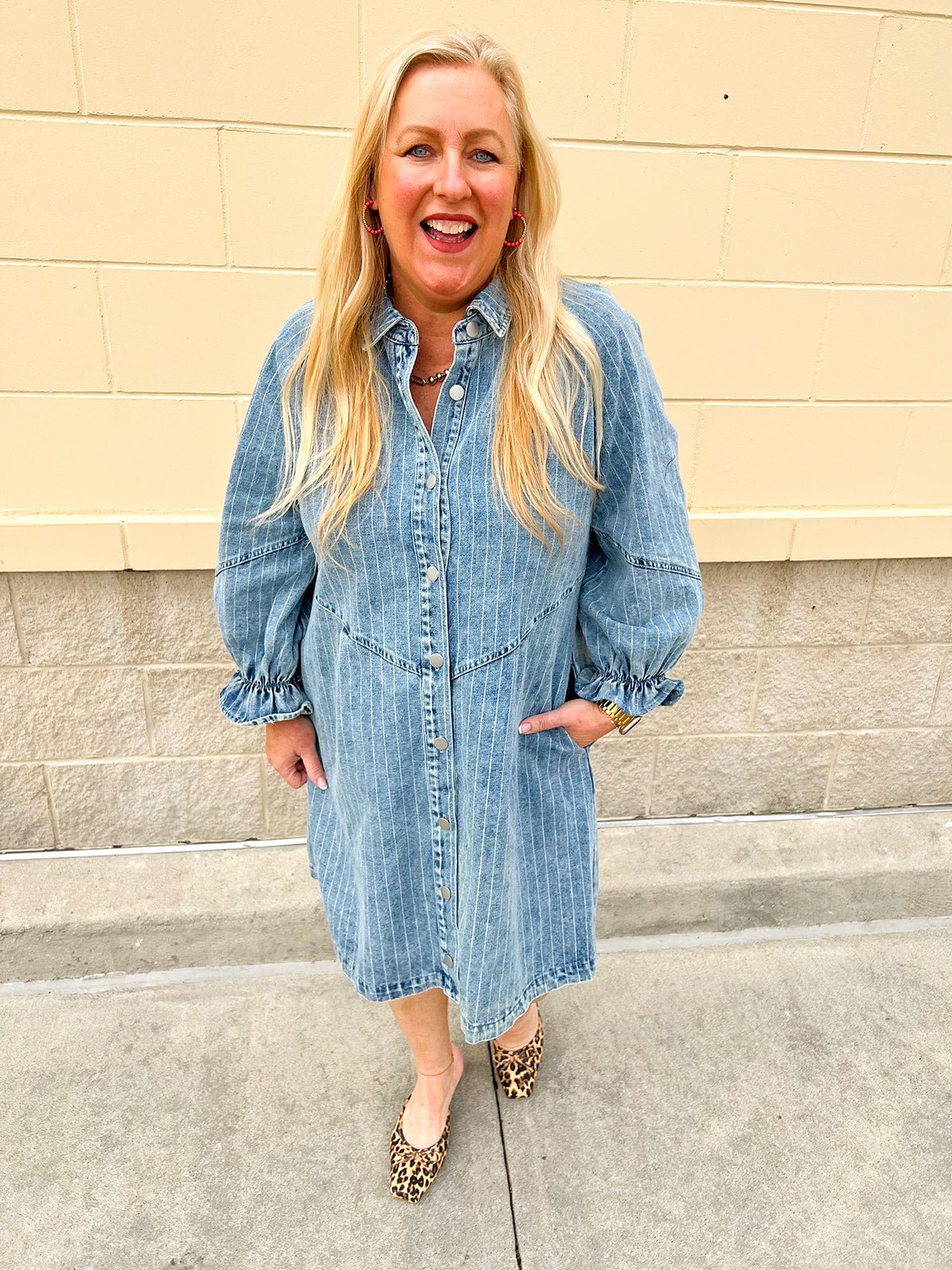 The Willow Lane Denim Dress - The Pink Pineapple 850