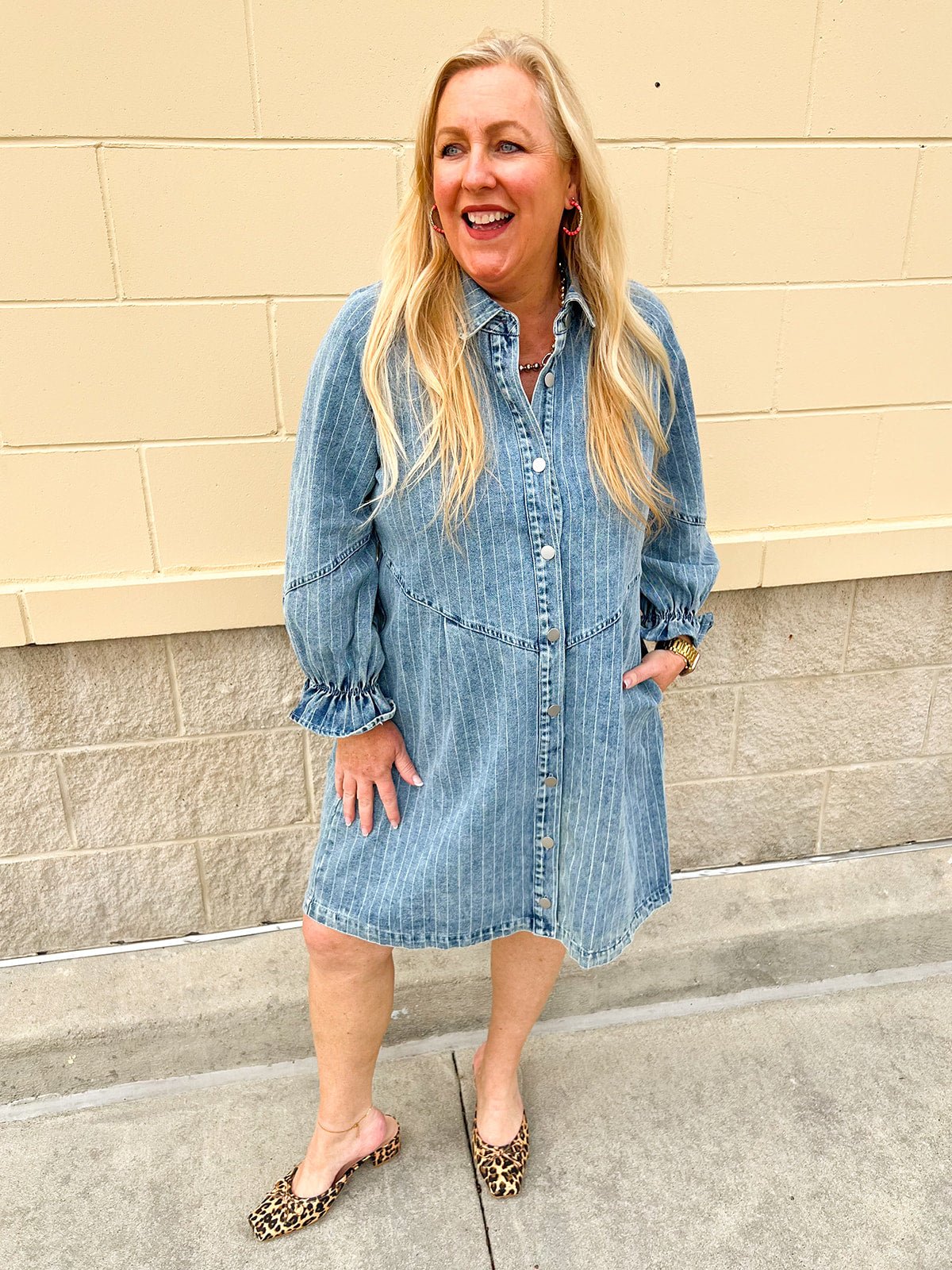 The Willow Lane Denim Dress - The Pink Pineapple 850