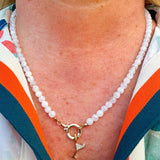 Thea Beaded Necklace with Charm Clasp in White - The Pink Pineapple 850