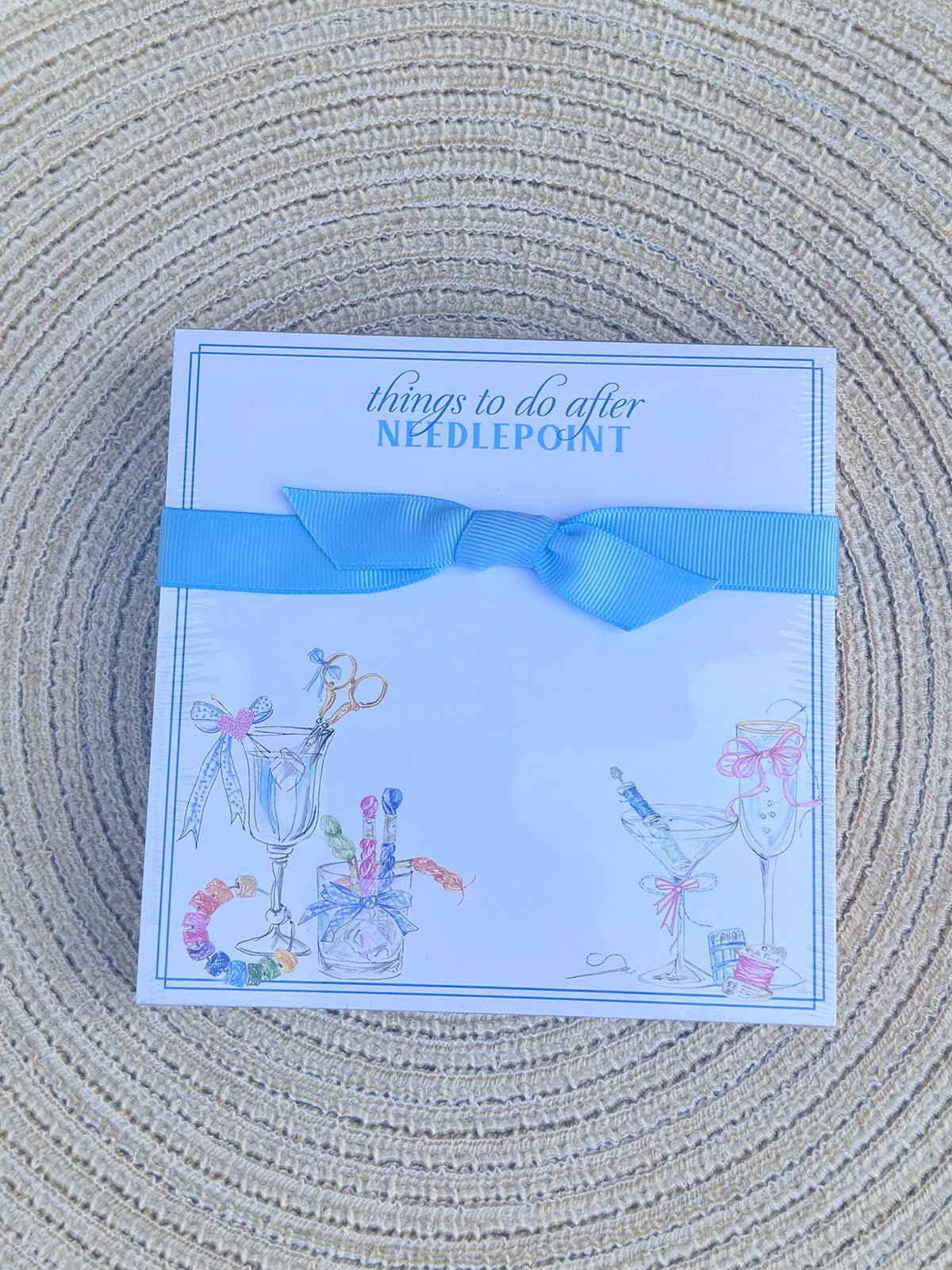 Things To Do After Needlepoint Cocktails Luxe Mini Notepad - The Pink Pineapple 850