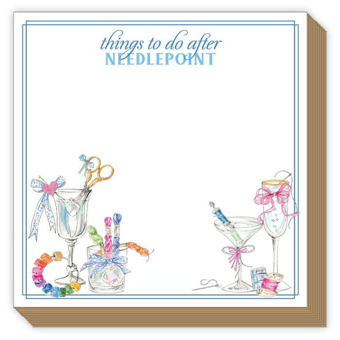 Things To Do After Needlepoint Cocktails Luxe Mini Notepad - The Pink Pineapple 850