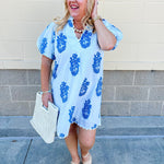 [THML] Bluebell Stripe Lace Detail Mini Dress - The Pink Pineapple 850