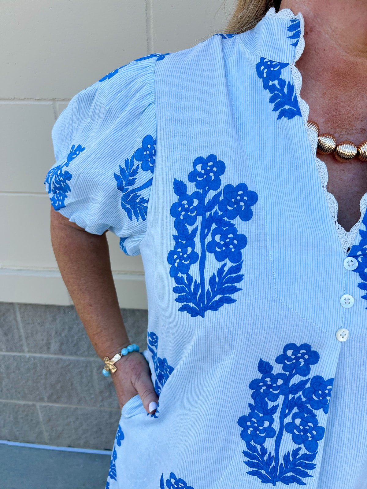 [THML] Bluebell Stripe Lace Detail Mini Dress - The Pink Pineapple 850