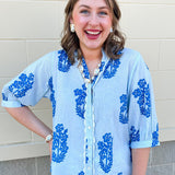 [THML] Bluebell Stripe Lace Detail Top - The Pink Pineapple 850