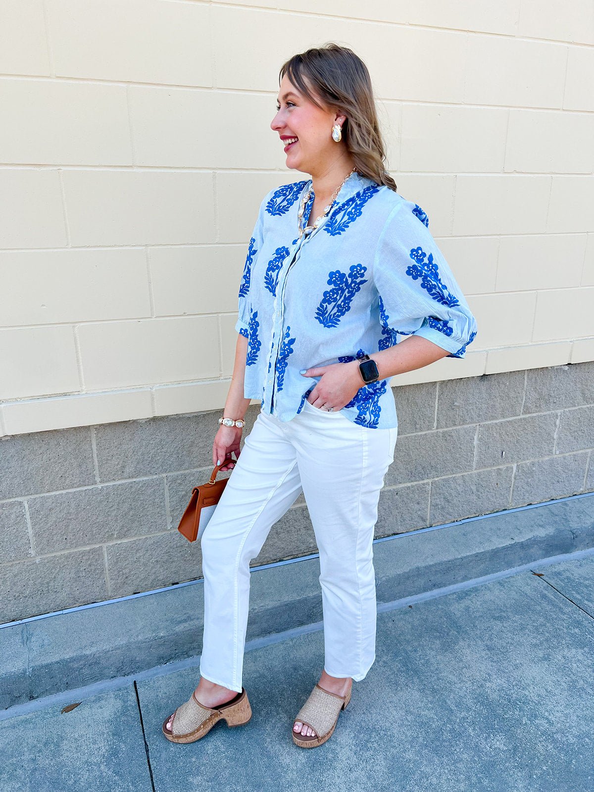 [THML] Bluebell Stripe Lace Detail Top - The Pink Pineapple 850