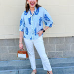 [THML] Bluebell Stripe Lace Detail Top - The Pink Pineapple 850