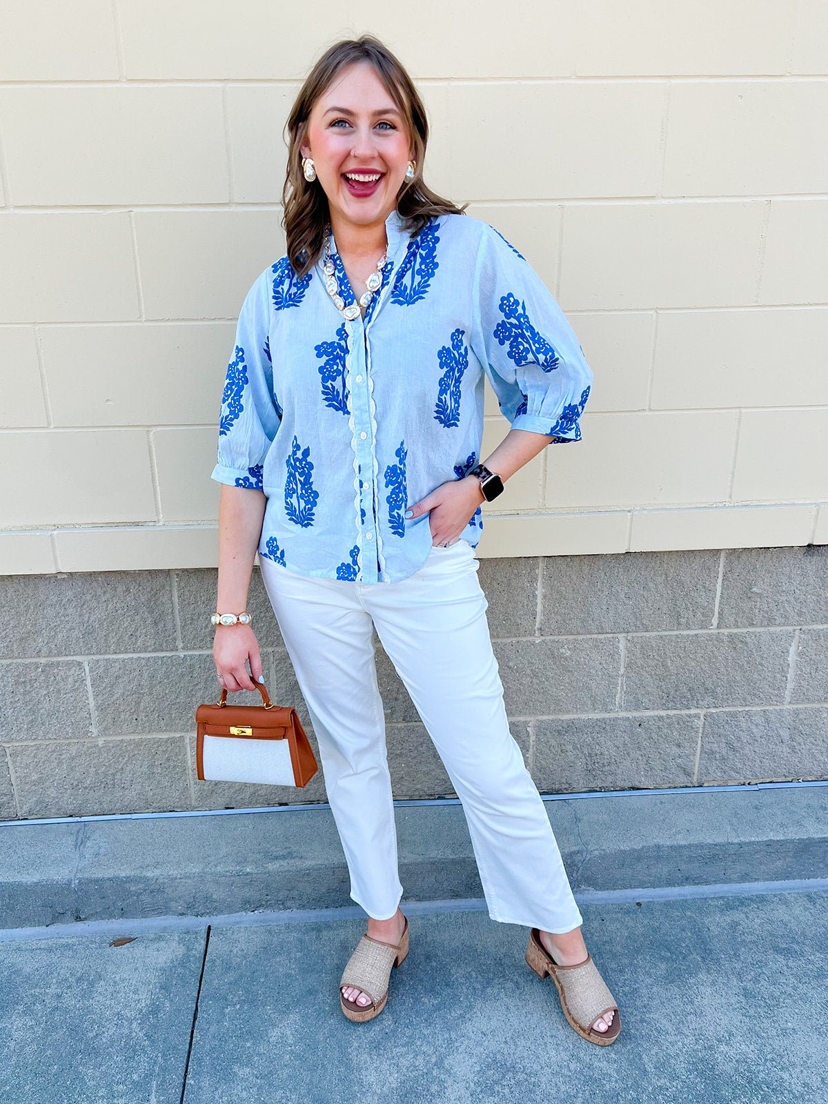 [THML] Bluebell Stripe Lace Detail Top - The Pink Pineapple 850