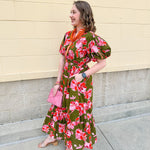[THML] Garden Grace Olive Floral Dress - The Pink Pineapple 850