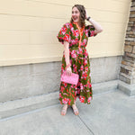 [THML] Garden Grace Olive Floral Dress - The Pink Pineapple 850