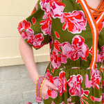 [THML] Garden Grace Olive Floral Dress - The Pink Pineapple 850