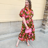 [THML] Garden Grace Olive Floral Dress - The Pink Pineapple 850