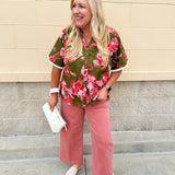 [THML] Garden Grace Olive Floral Top - The Pink Pineapple 850