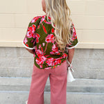 [THML] Garden Grace Olive Floral Top - The Pink Pineapple 850