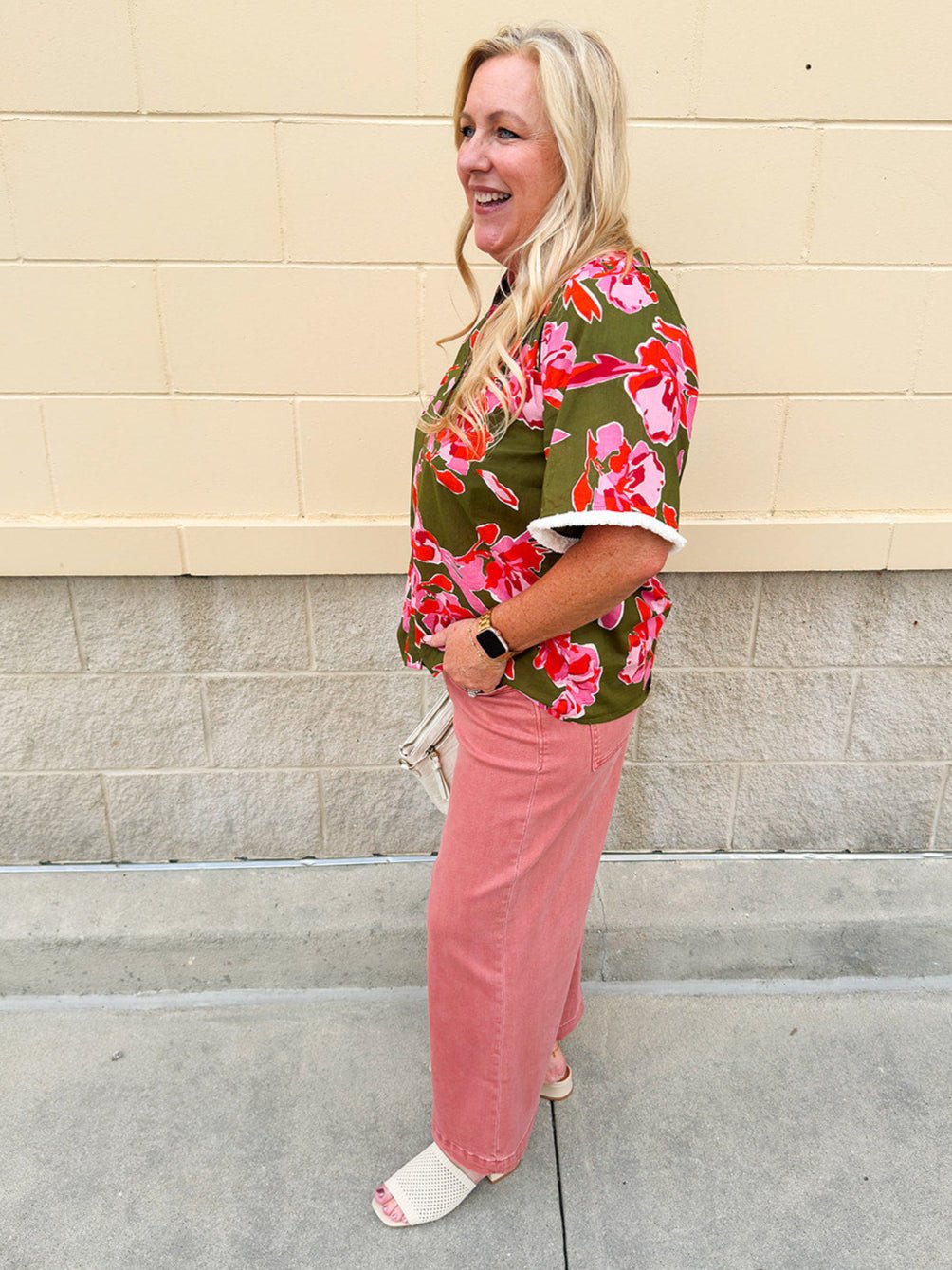 [THML] Garden Grace Olive Floral Top - The Pink Pineapple 850