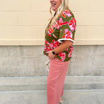 [THML] Garden Grace Olive Floral Top - The Pink Pineapple 850